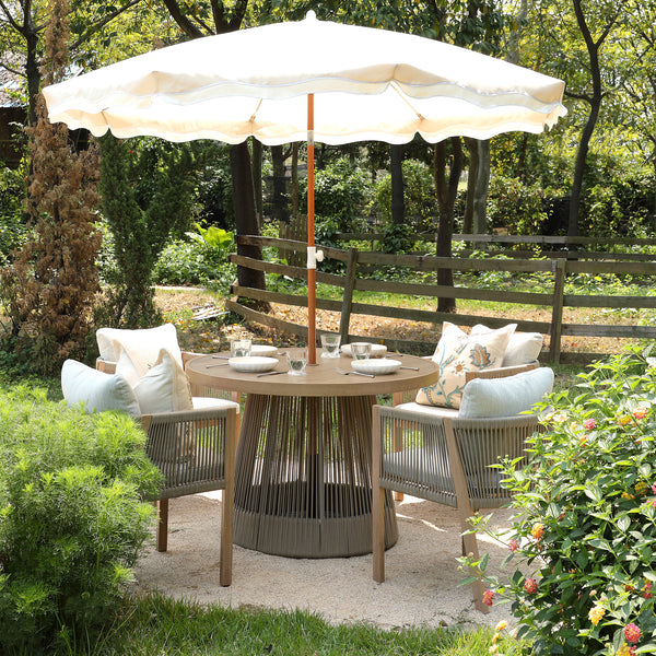 Pedra Rope and Aluminium Outdoor 4-Seater Round Dining Set, Natural