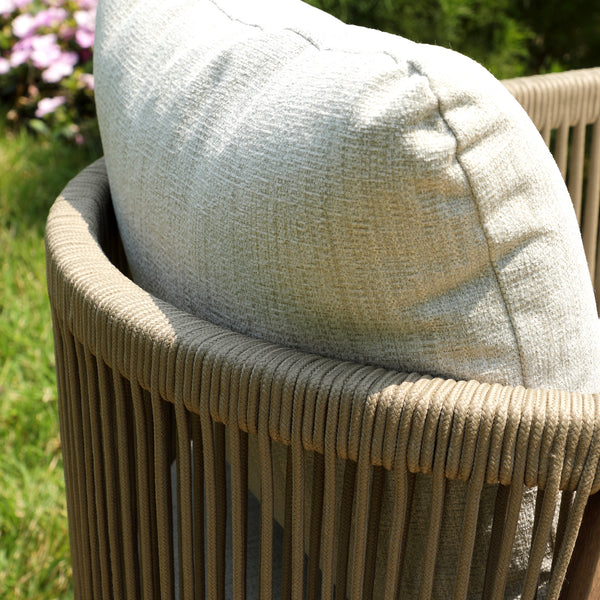 Pedra Rope and Aluminium Outdoor 4-Seater Round Dining Set, Natural