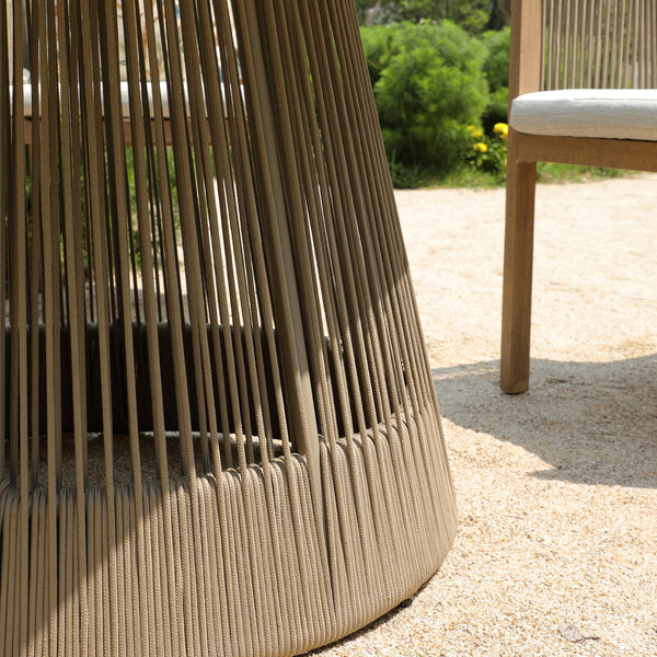 Pedra Rope and Aluminium Outdoor 4-Seater Round Dining Set, Natural