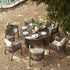 Pedra Rope and Aluminium Outdoor 6 - Seater Round Dining Set, Grey - daals