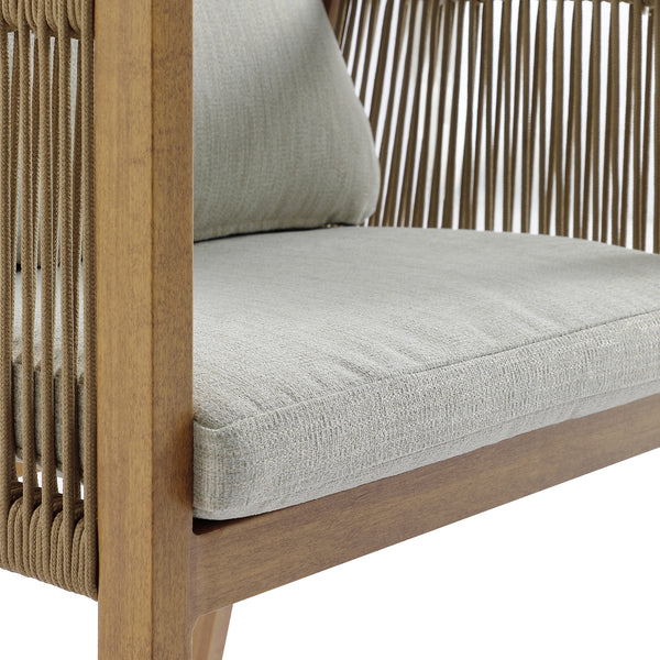 Pedra Rope and Aluminium Outdoor 6-Seater Round Dining Set, Natural