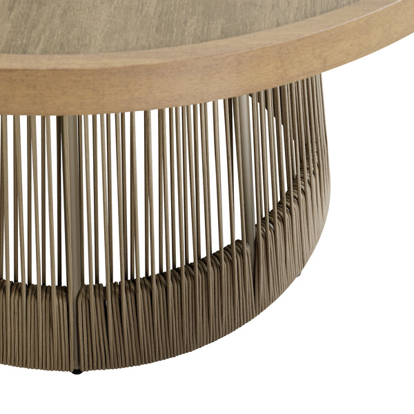 Pedra Rope and Aluminium Outdoor 6-Seater Round Dining Set, Natural