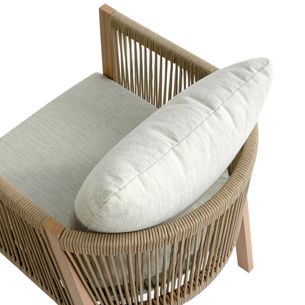 Pedra Rope and Aluminium Outdoor 6-Seater Round Dining Set, Natural