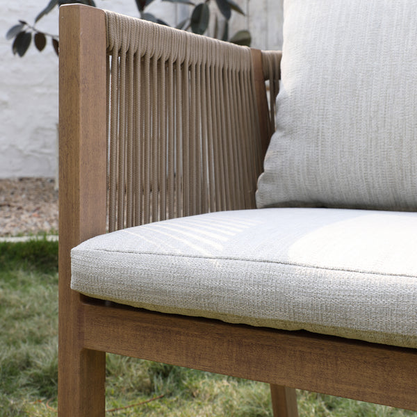 Pedra Rope and Aluminium Outdoor 6-Seater Round Dining Set, Natural