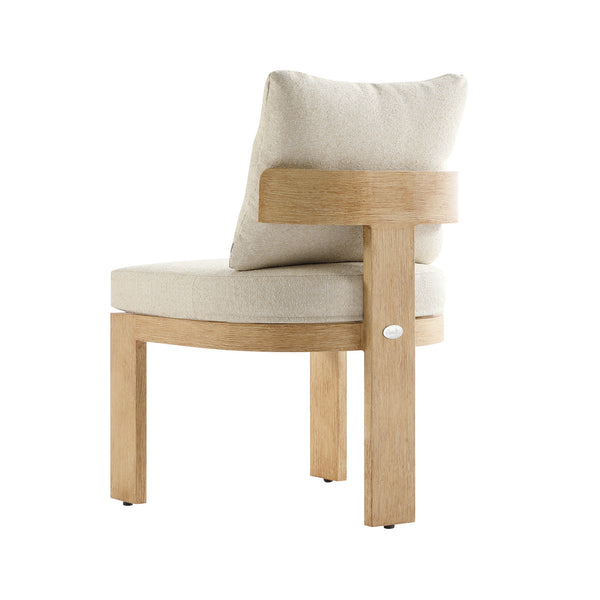 Stanford Outdoor 6-Seater Rectangular Dining Set, Natural with Beige Boucle Fabric