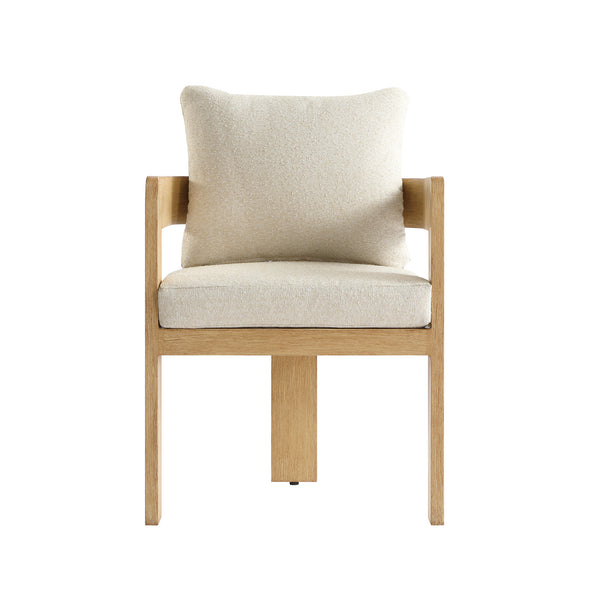 Stanford Outdoor 6-Seater Rectangular Dining Set, Natural with Beige Boucle Fabric