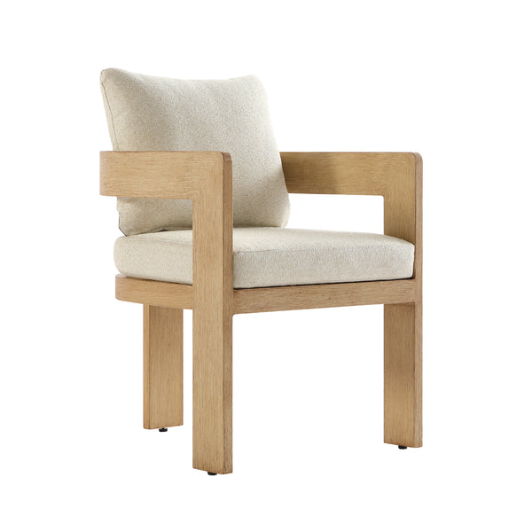 Stanford Outdoor 6-Seater Rectangular Dining Set, Natural with Beige Boucle Fabric