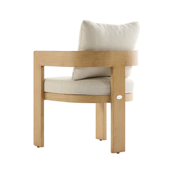 Stanford Outdoor 6-Seater Rectangular Dining Set, Natural with Beige Boucle Fabric