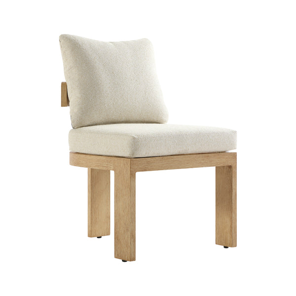 Stanford Outdoor 6-Seater Rectangular Dining Set, Natural with Beige Boucle Fabric