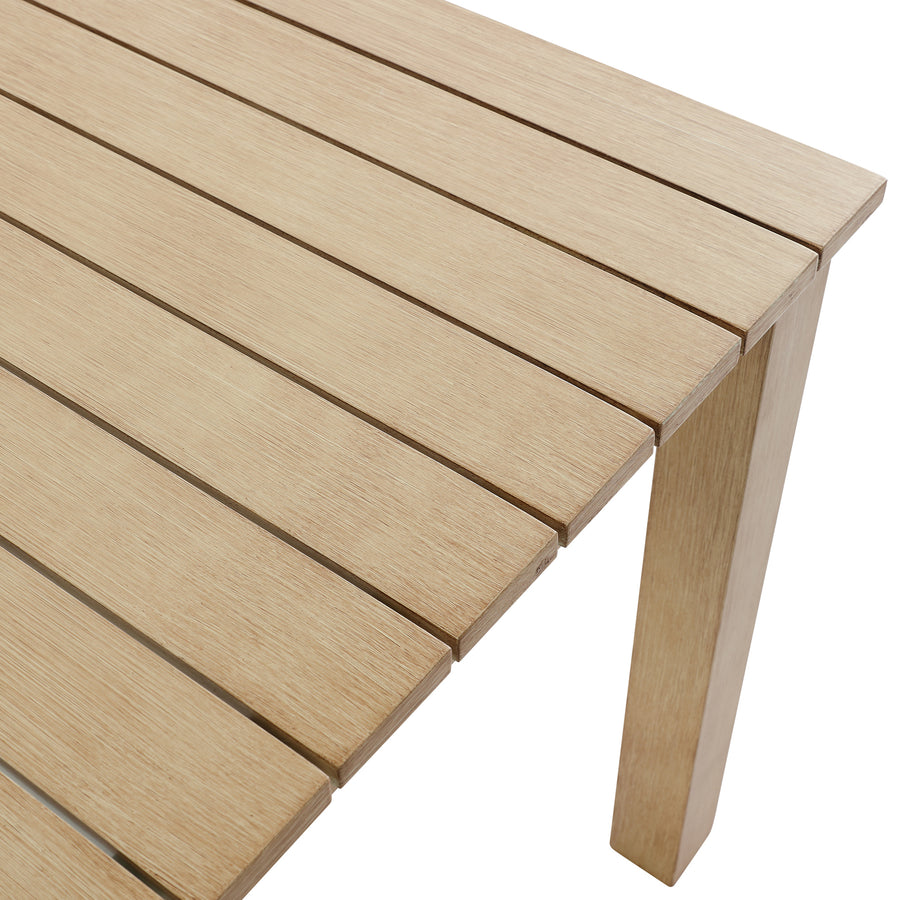 Stanford Outdoor 6-Seater Rectangular Dining Set, Natural with Beige Boucle Fabric