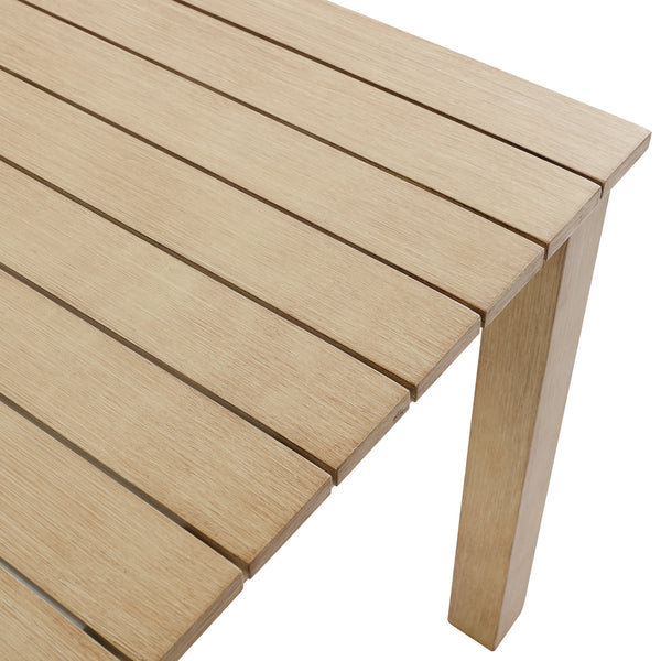 Stanford Outdoor 6-Seater Rectangular Dining Set, Natural with Beige Boucle Fabric