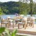 Stanford Outdoor 6 - Seater Rectangular Dining Set, Natural with Beige Boucle Fabric - daals