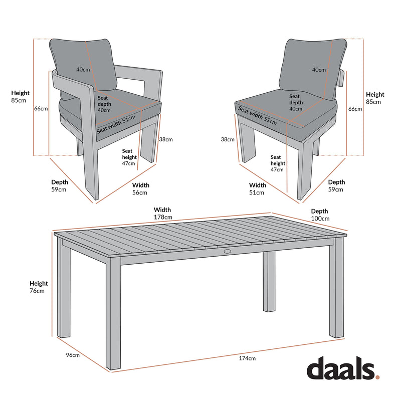 Stanford Outdoor 6-Seater Rectangular Dining Set, Taupe with Light Taupe Fabric