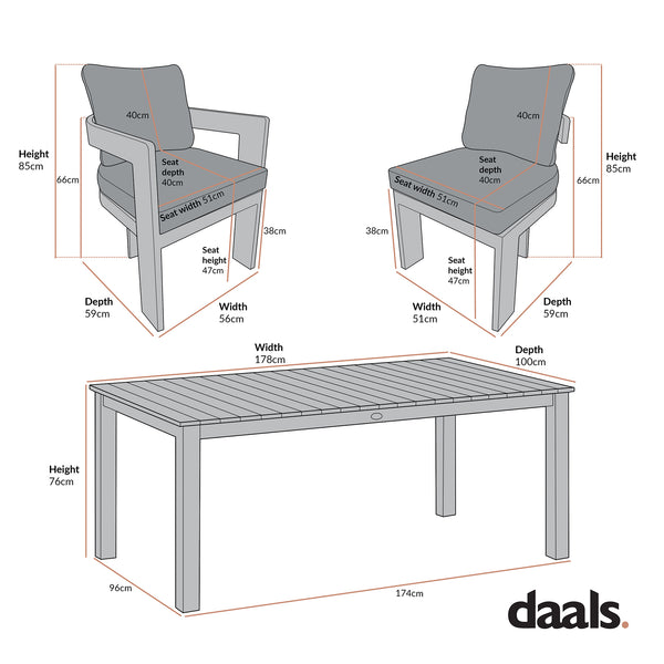 Stanford Outdoor 6-Seater Rectangular Dining Set, Natural with Beige Boucle Fabric