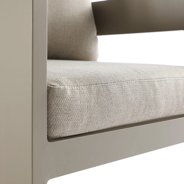 Stanford Outdoor 6-Seater Rectangular Dining Set, Taupe with Light Taupe Fabric