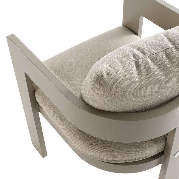 Stanford Outdoor 6-Seater Rectangular Dining Set, Taupe with Light Taupe Fabric