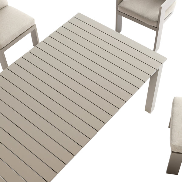 Stanford Outdoor 6-Seater Rectangular Dining Set, Taupe with Light Taupe Fabric