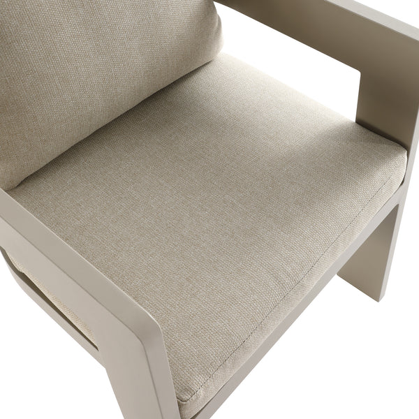 Stanford Outdoor 6-Seater Rectangular Dining Set, Taupe with Light Taupe Fabric