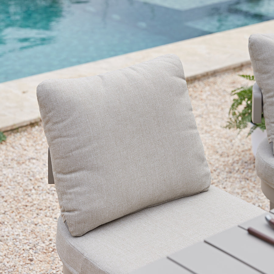 Stanford Outdoor 6-Seater Rectangular Dining Set, Taupe with Light Taupe Fabric