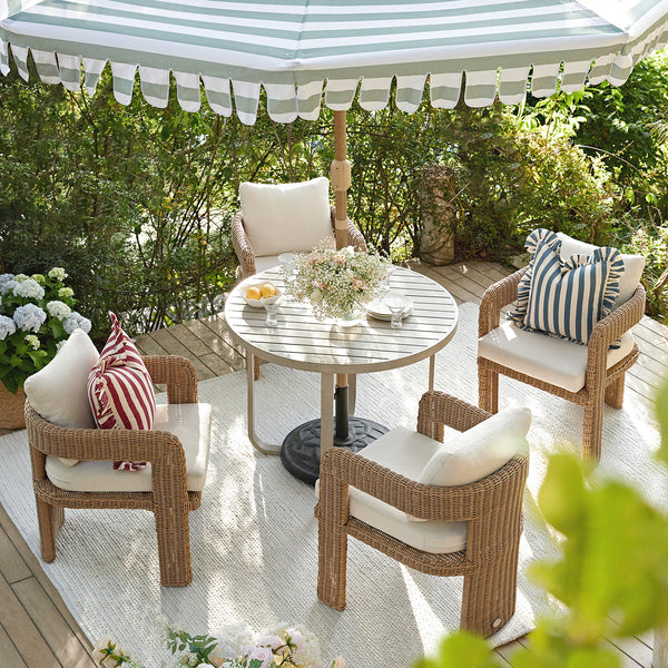 Stanford Round Wicker Outdoor 4-Seater Round Dining Set, Natural