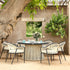 Pienza Outdoor Rattan 6 - Seater Round Dining Set, Oatmeal Fabric with Black Frame - daals