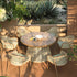 Pienza Outdoor Rattan 6 - Seater Round Dining Set, Sage Green Fabric with Light Walnut Frame - daals