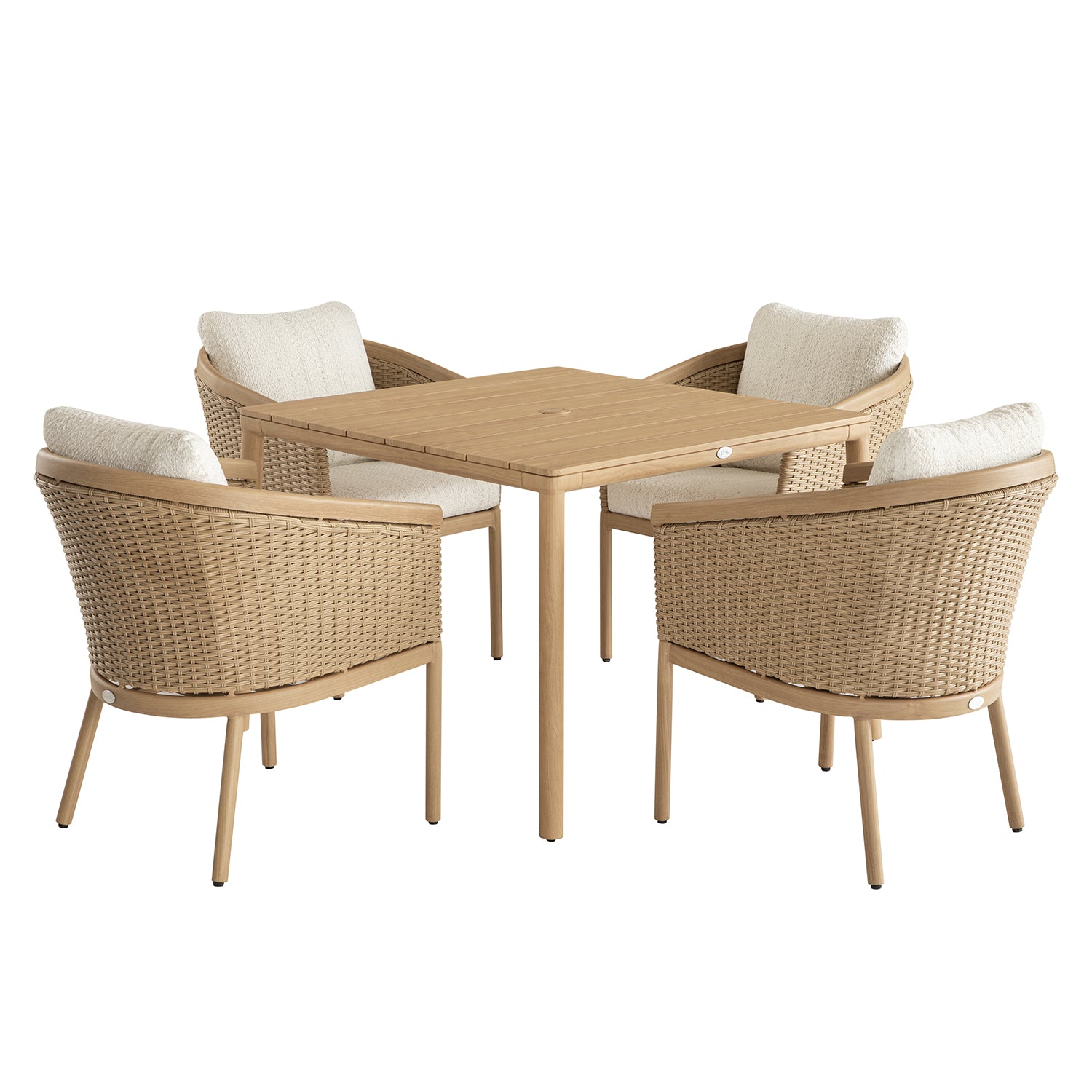 Panarea Indoor and Outdoor Wicker 4-Seater Square Dining Set