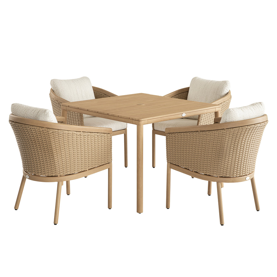 Panarea Indoor and Outdoor Wicker 4-Seater Square Dining Set
