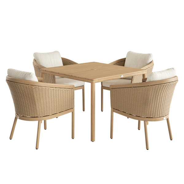 Panarea Indoor and Outdoor Wicker 4-Seater Square Dining Set - daals
