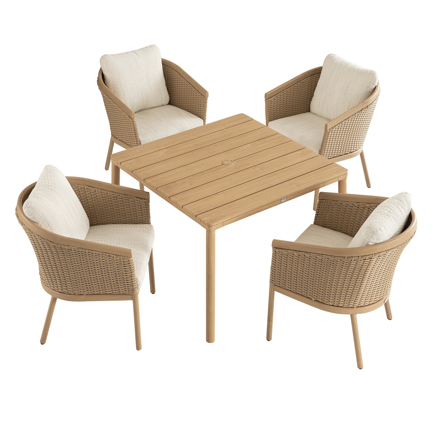 Panarea Indoor and Outdoor Wicker 4-Seater Square Dining Set