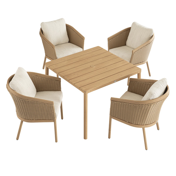 Panarea Indoor and Outdoor Wicker 4-Seater Square Dining Set - daals