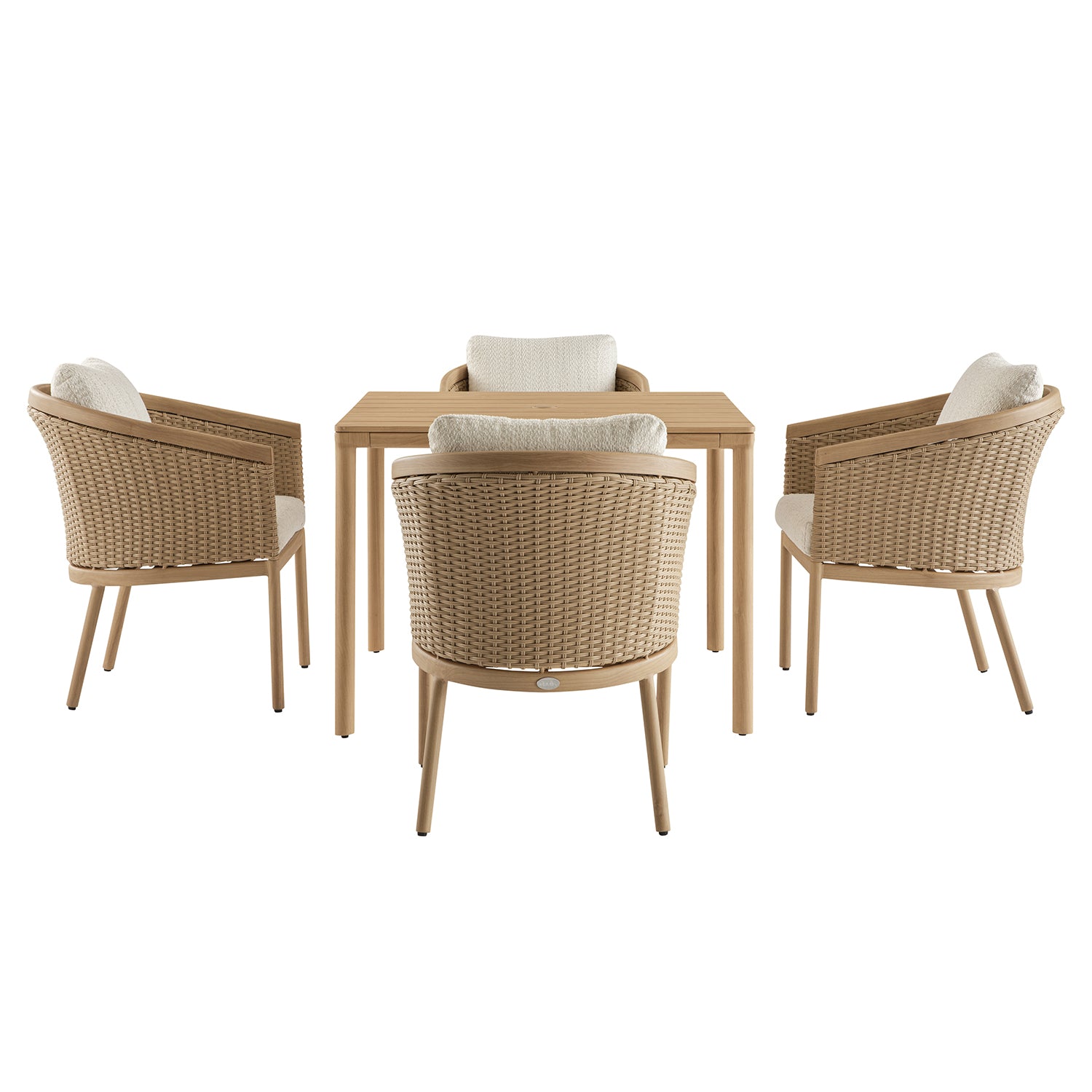 Panarea Indoor and Outdoor Wicker 4-Seater Square Dining Set