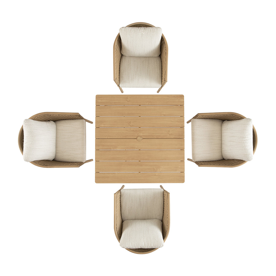 Panarea Indoor and Outdoor Wicker 4-Seater Square Dining Set