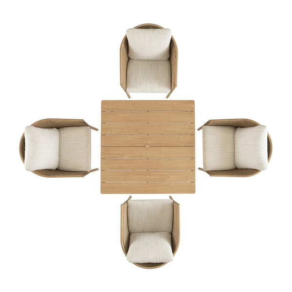 Panarea Indoor and Outdoor Wicker 4-Seater Square Dining Set - daals