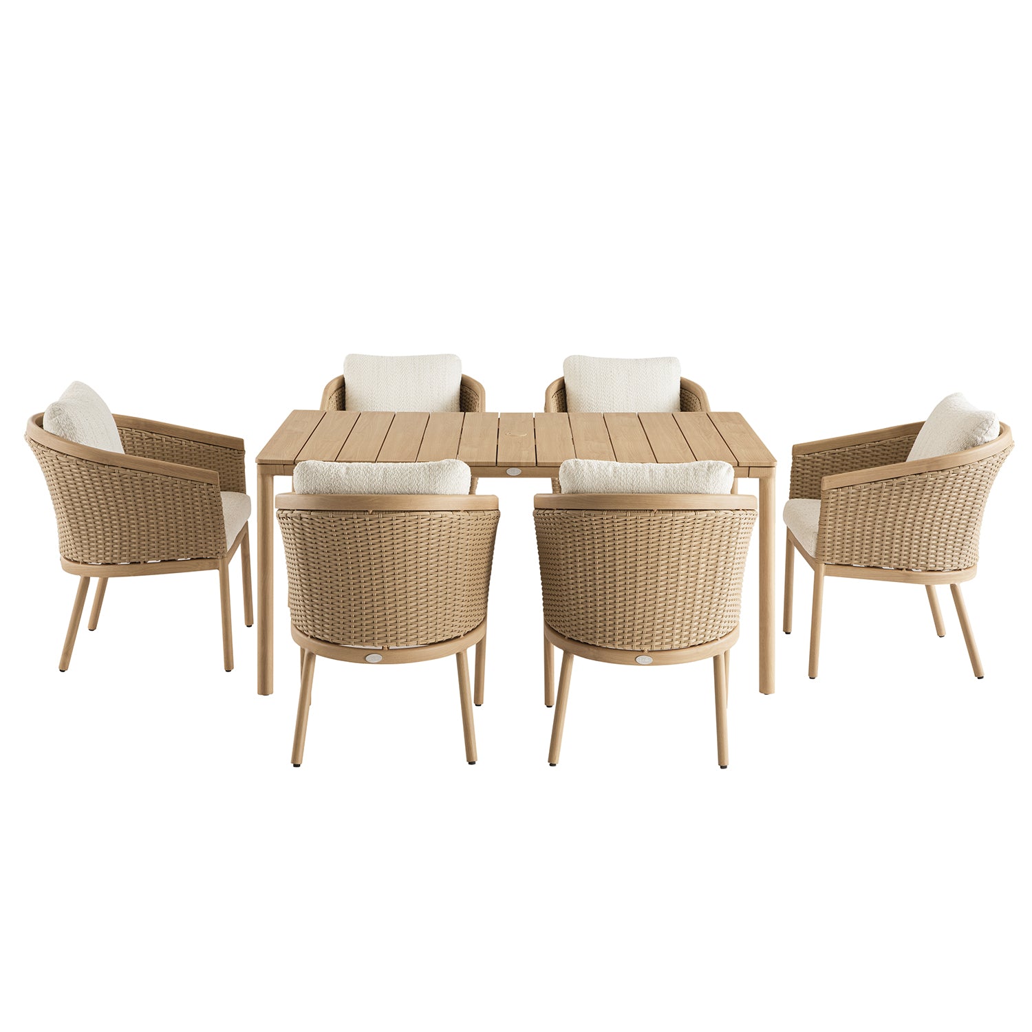 Panarea Indoor and Outdoor Wicker 6-Seater Rectangular Dining Set