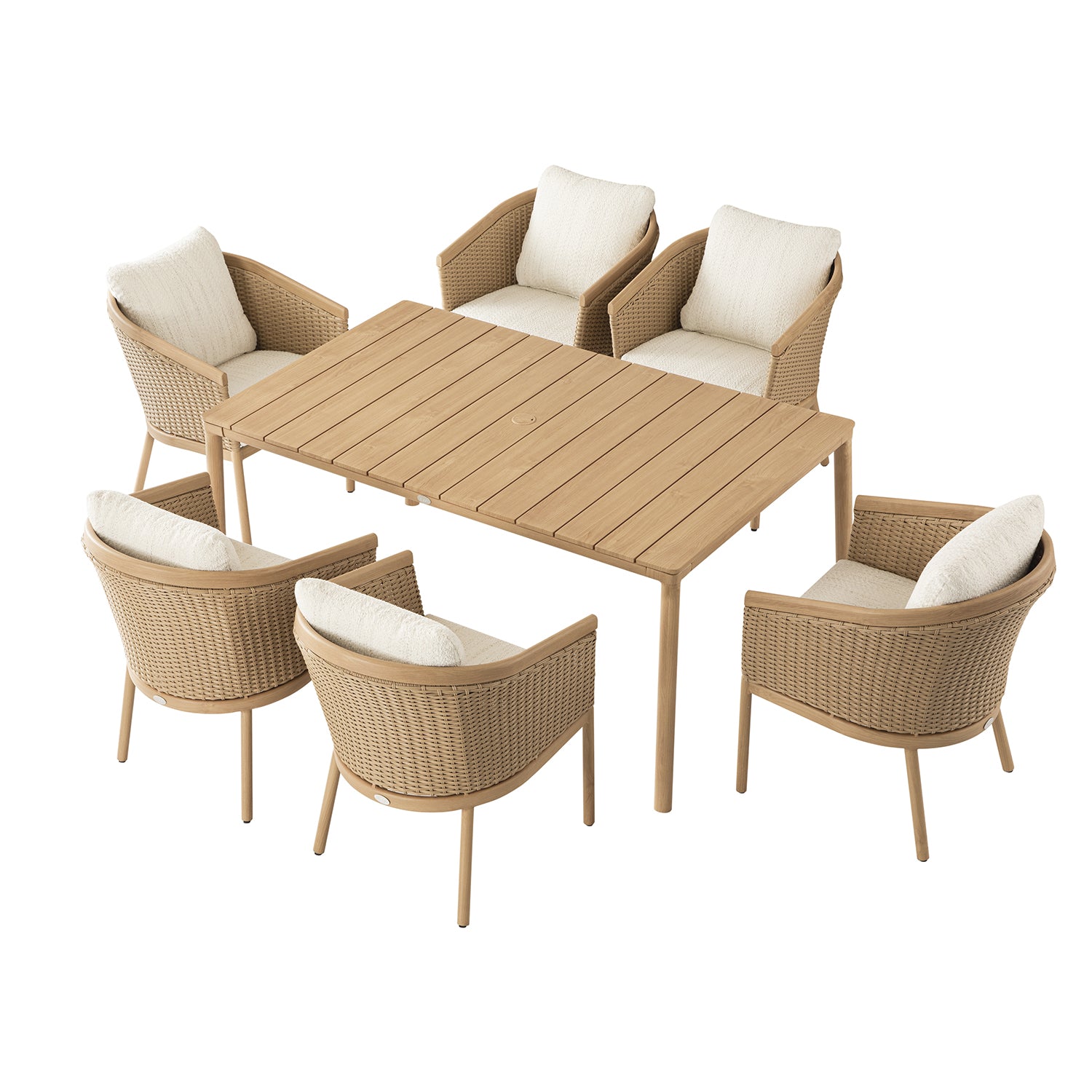 Panarea Indoor and Outdoor Wicker 6-Seater Rectangular Dining Set