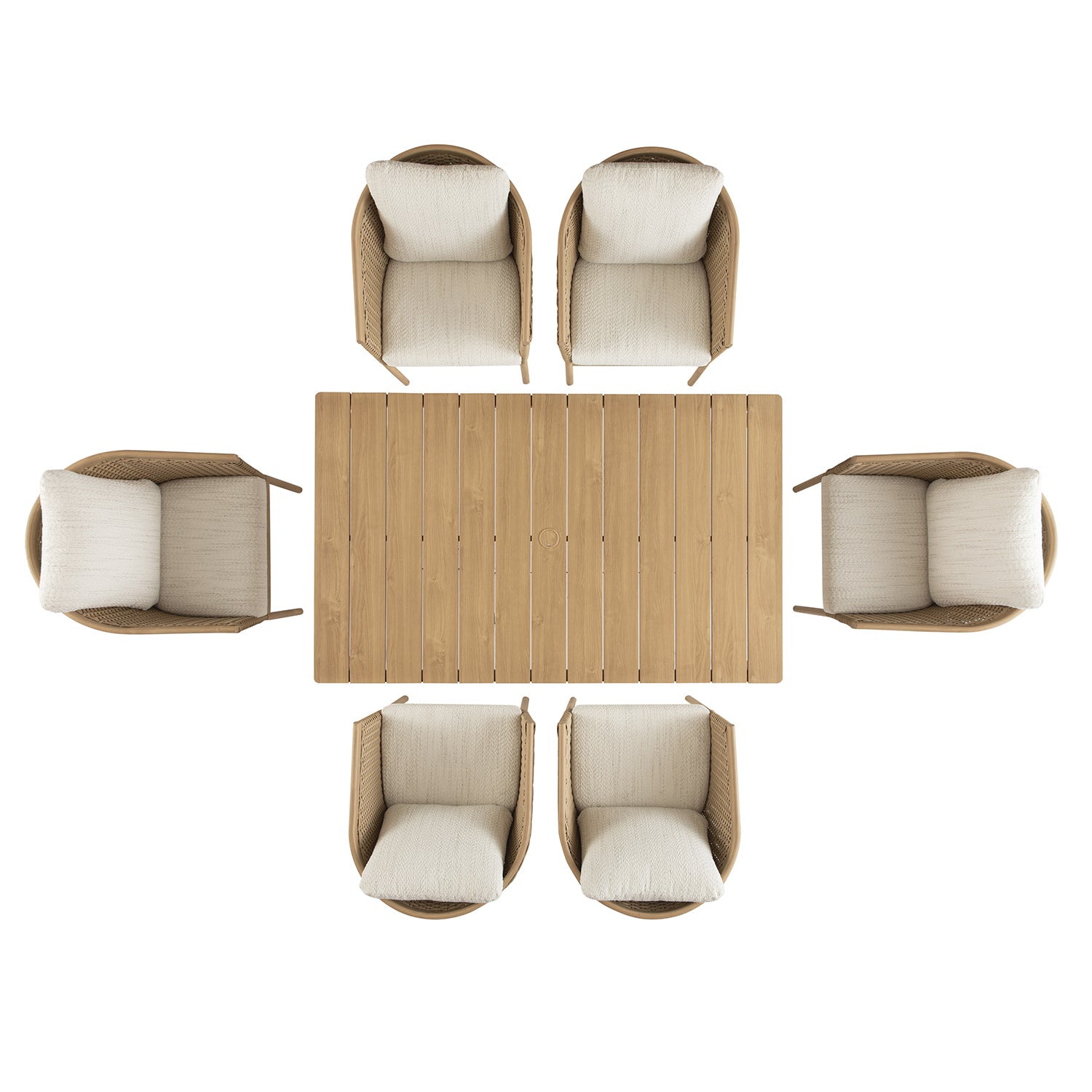 Panarea Indoor and Outdoor Wicker 6-Seater Rectangular Dining Set