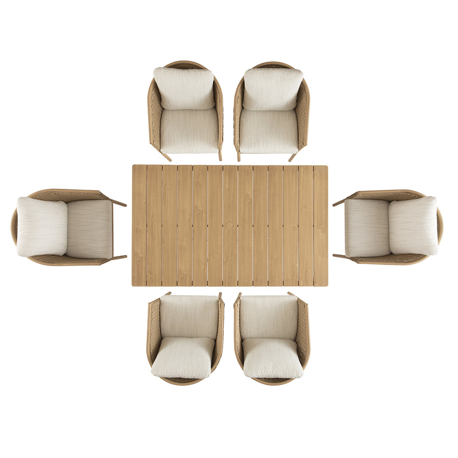 Panarea Indoor and Outdoor Wicker 6-Seater Rectangular Dining Set