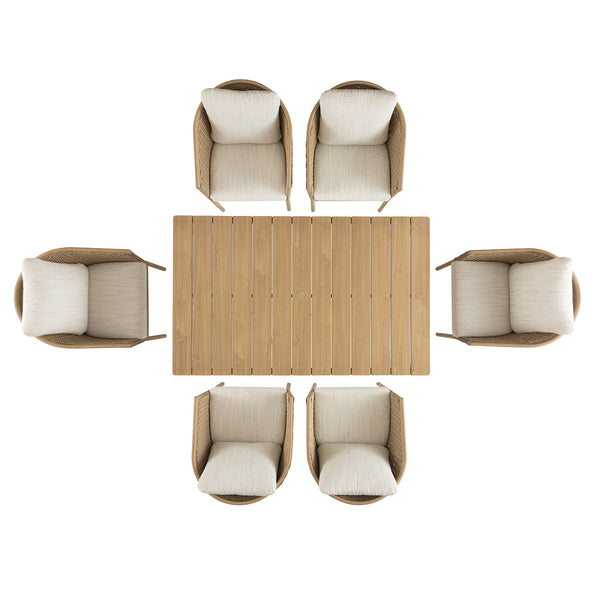Panarea Indoor and Outdoor Wicker 6-Seater Rectangular Dining Set - daals