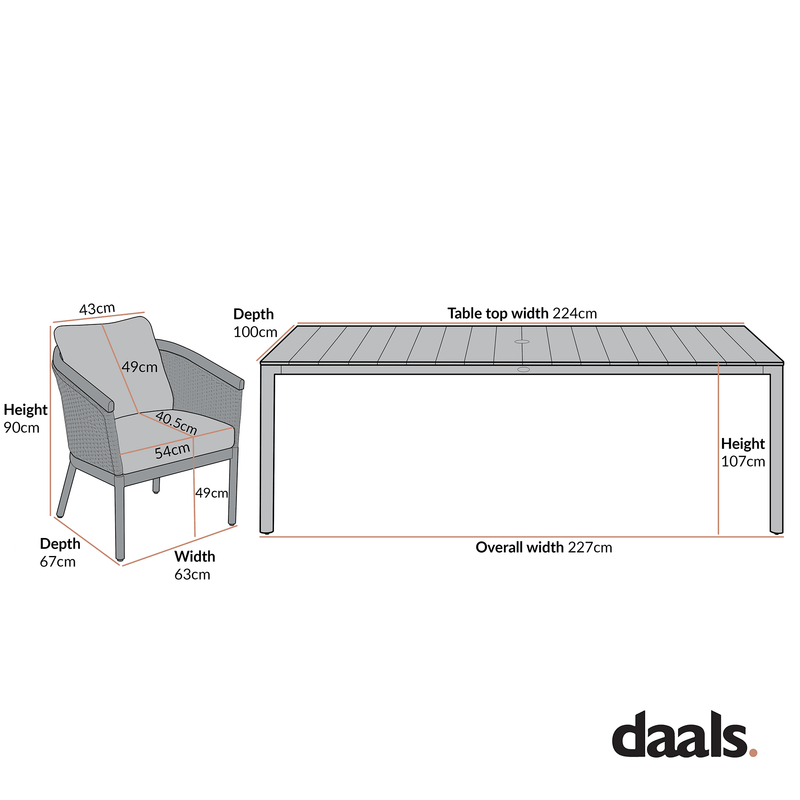Panarea Indoor and Outdoor Wicker 8-Seater Rectangular Dining Set - daals