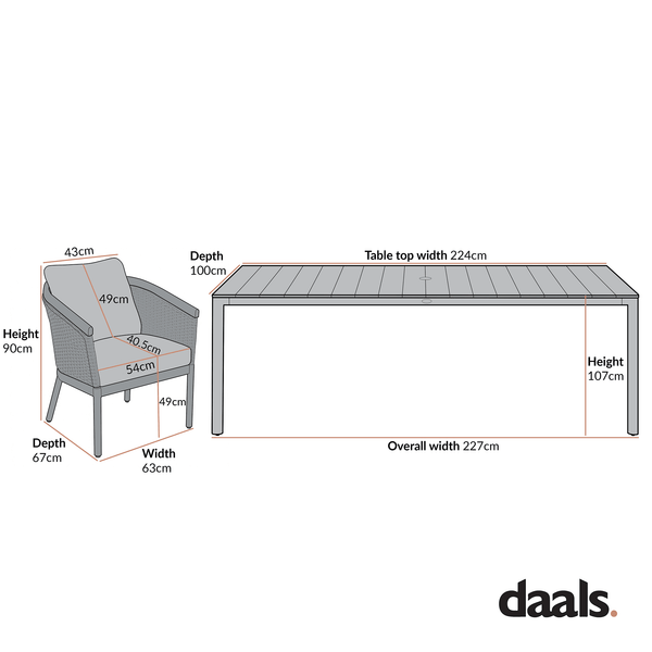 Panarea Indoor and Outdoor Wicker 8-Seater Rectangular Dining Set - daals