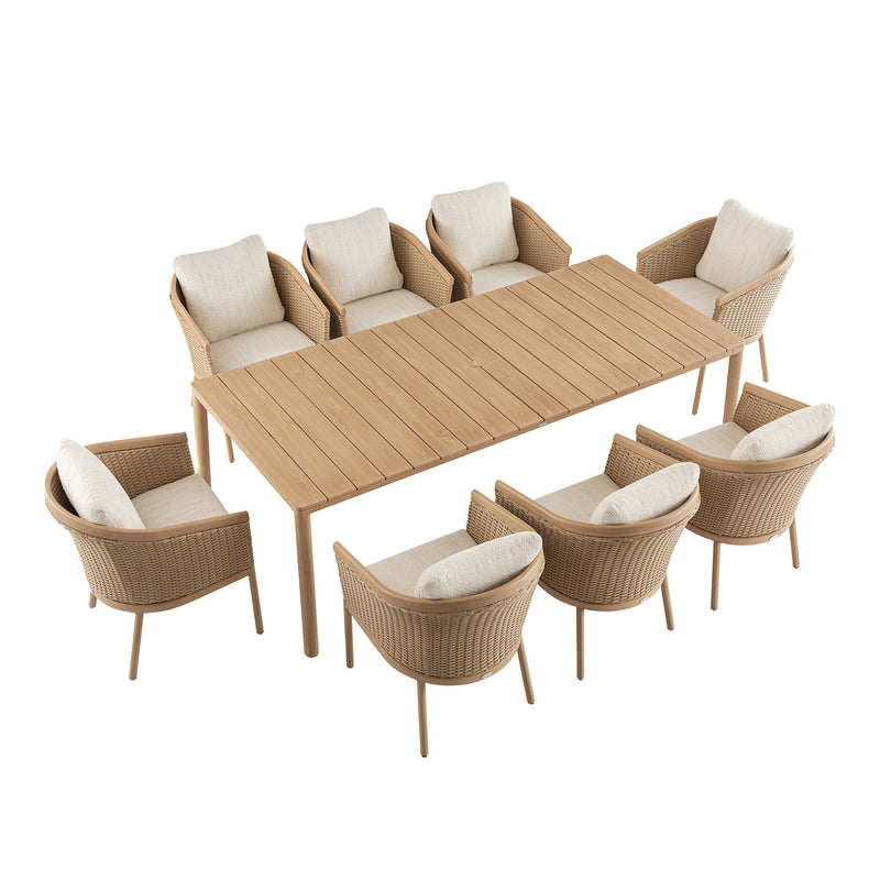 Panarea Indoor and Outdoor Wicker 8-Seater Rectangular Dining Set - daals