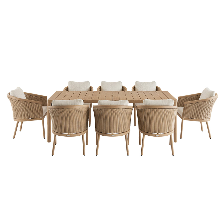 Panarea Indoor and Outdoor Wicker 8-Seater Rectangular Dining Set