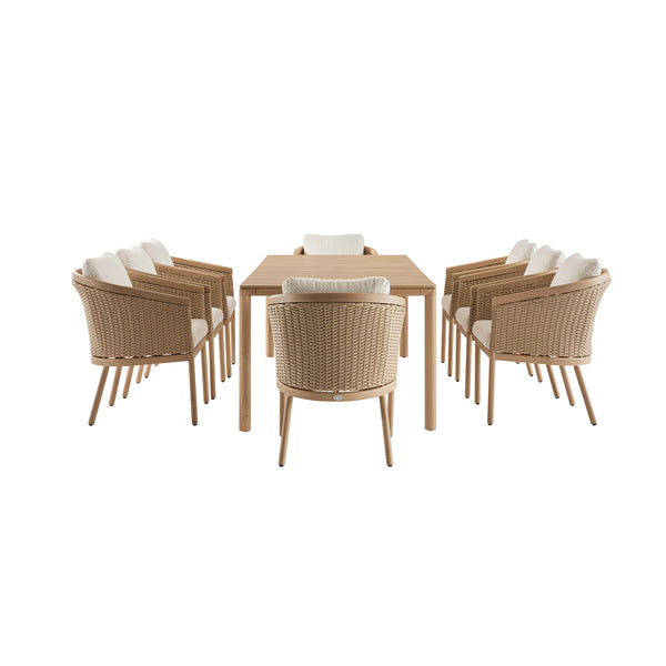 Panarea Indoor and Outdoor Wicker 8-Seater Rectangular Dining Set - daals