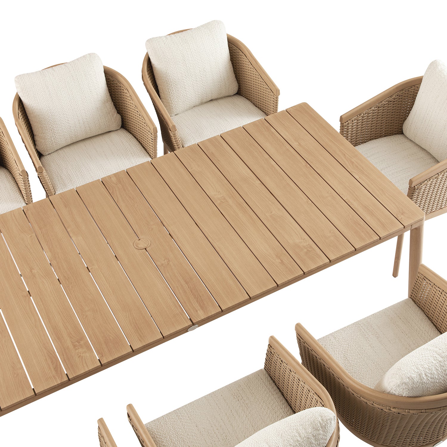 Panarea Indoor and Outdoor Wicker 8-Seater Rectangular Dining Set