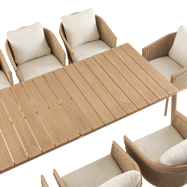 Panarea Indoor and Outdoor Wicker 8-Seater Rectangular Dining Set - daals