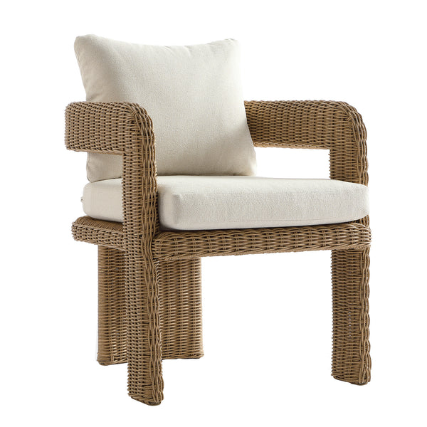 Stanford Round Wicker Outdoor 6-Seater Rectangular Dining Set, Natural