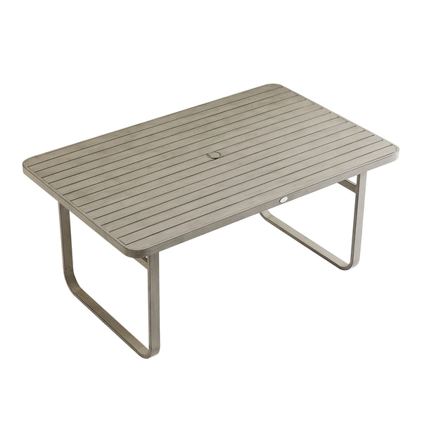 Stanford Round Wicker Outdoor 6-Seater Rectangular Dining Set, Natural