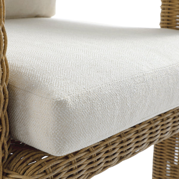 Stanford Round Wicker Outdoor 6-Seater Rectangular Dining Set, Natural