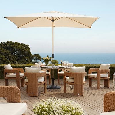 Stanford Round Wicker Outdoor 6-Seater Rectangular Dining Set, Natural